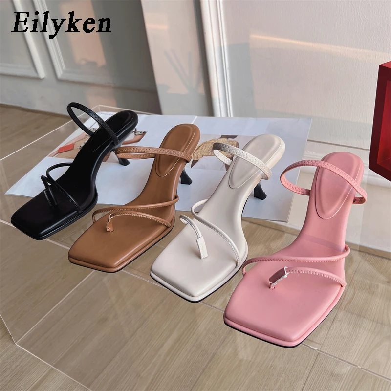 Eilyken 2024 New Summer Slipper Low Thin Heel Female Peep Toe Slides Sandal Vacation Women Flip Flops Mujer Shoes