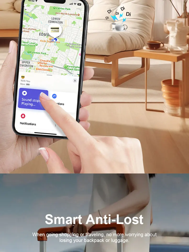 Anti-Verlust AirTag Smart Tag 4er-Pack, GPS-Tracker Kompatibel mit Apple iOS, Ortungsgerät für Schlüssel, Geldbörse, Auto, Haustiere – Detail 3