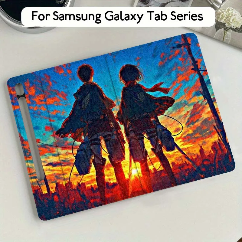 هجوم على تيتان الفن شعبية لسامسونج غالاكسي تاب S9 S10 S6 S7 S8 FE زائد لايت بوصة غطاء قابل للطي اللوحي
