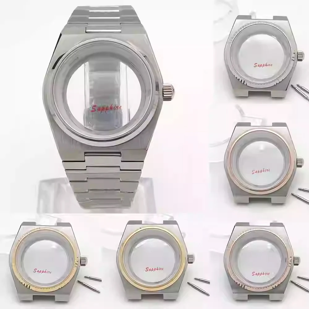 

40mm NH35 Case, Stainless Steel Sapphire Glass Watch Case + Strap for NH35 NH36 NH38 NH70 4R Movement Watch Shell With Bracelet