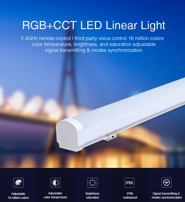 

Miboxer Professional 18W RGB+CCT LED Linear Light LL1-18 1900Lum AC110-220V For Home Decoration Compatible With Voice Assistant