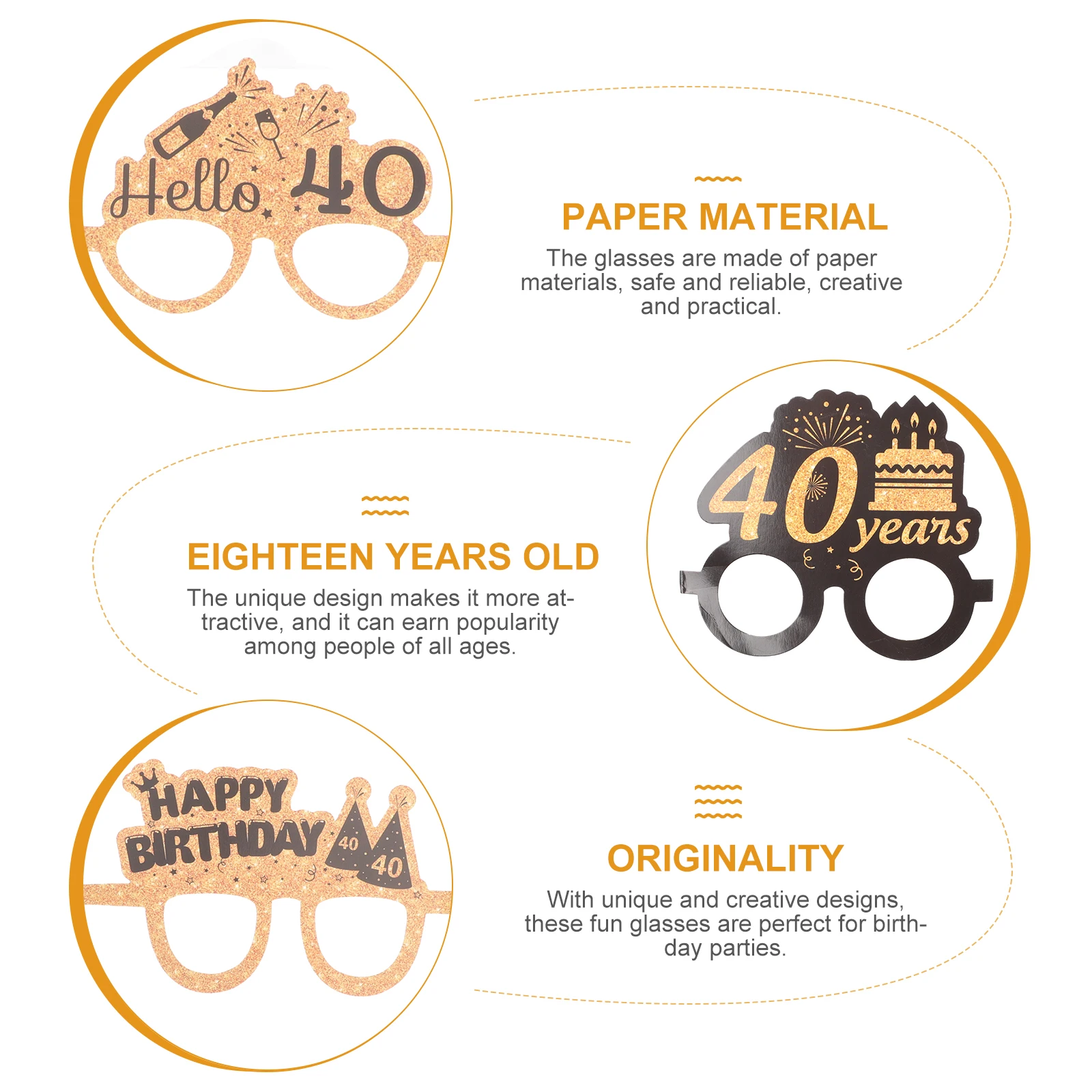 

6 Pairs Birthday Party Glasses Paper Eyewear Supplies Fun Creative Designs Safe Reliable Props Adult Man 50th Gifts