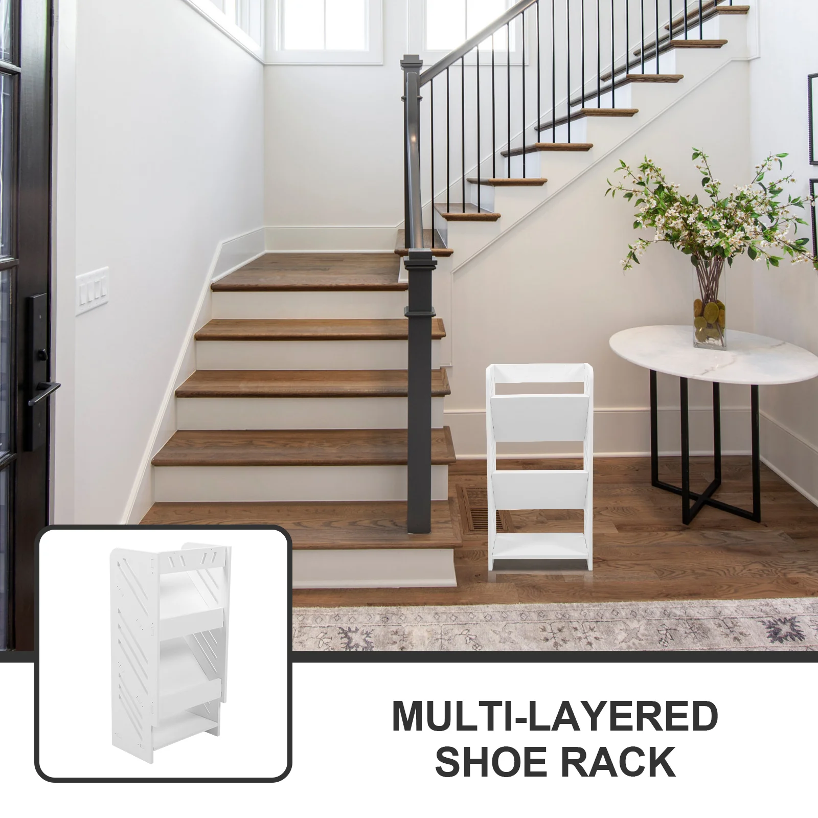 

Multi-Layer Wooden Shoe Rack Storage Cabinet Simple European Style Shoe Organizer Shelf for Entryway Dormitory Shoes Storage