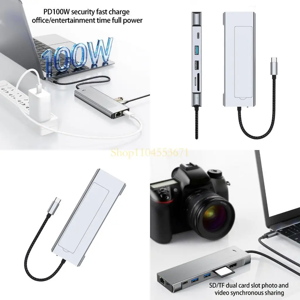 Best Seller 9 In 1 Laptop Docking Station With M.2 NVMes SSD Enclosure And 100WPD Charging