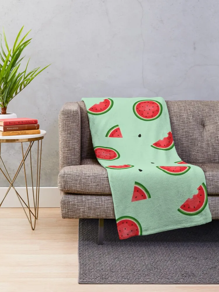 Freshly&Juicy Watermelon Pattern with Playful Green and Red Melons for Summertime Vibes. Throw Blanket