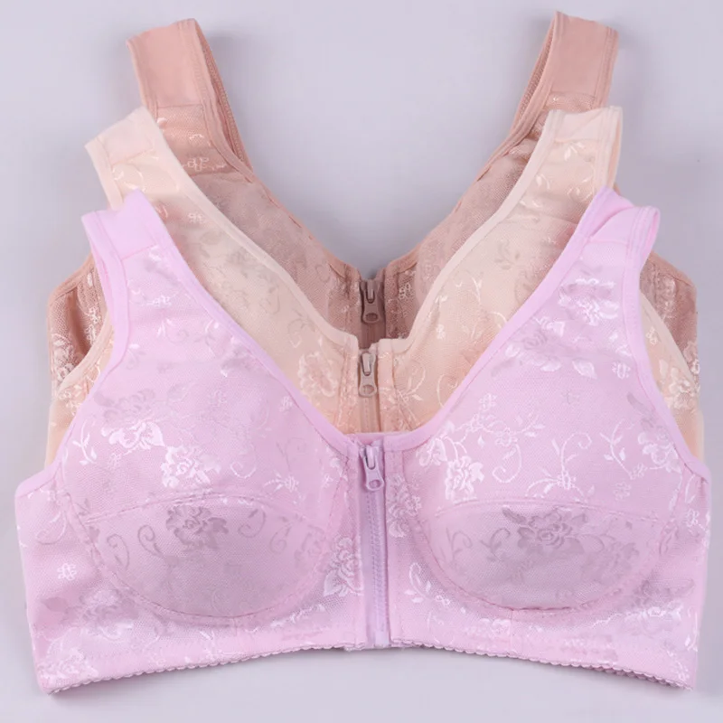 Damen-BH, Dessous-Oberteile, Reißverschluss vorne, Schnalle, Bralette, Büstenhalter, Baumwollunterwäsche, Übergröße 75 80 85 90 95 100 105 B C D Cup