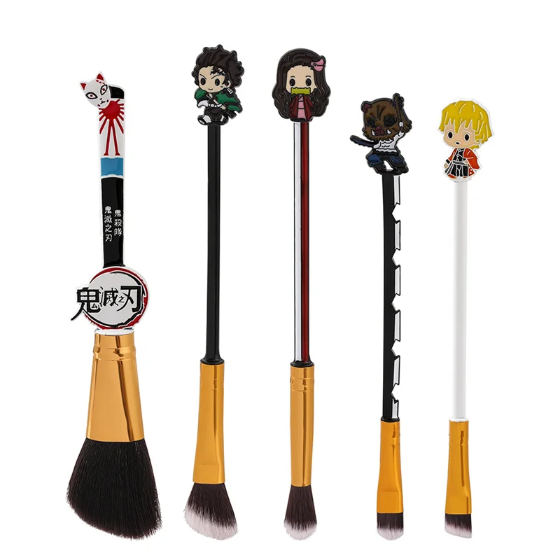 Japan Anime Demon Slayer Kimetsu no Yaiba Makeup Brushes Set Cosplay Women Eye Shadow Blush Makeup Tool With Bag