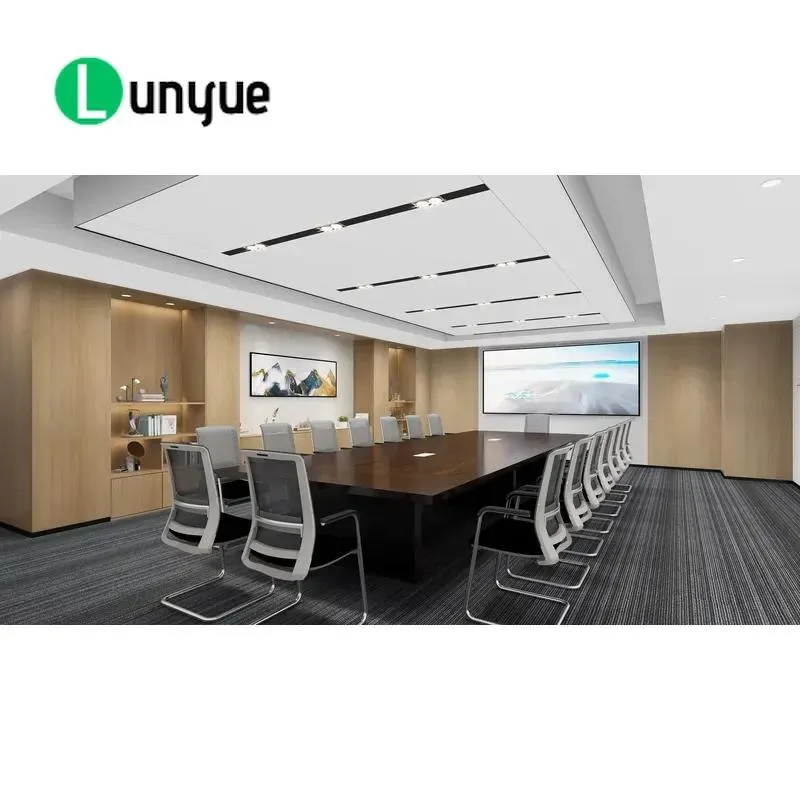 Modern Rectangular Wood Conference Table Adjustable Height Walnut Finish Cable Hole for Conference Room Home Commercial Use
