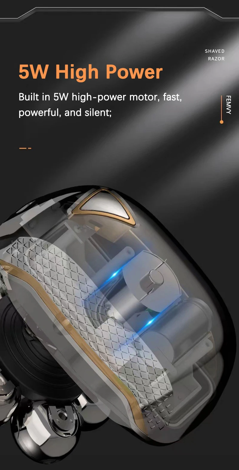Floating 7-Blade 5-in-1 Electric Shaver For Men Rechargeable Nose Hair Trimmer Facial Cleaning Massager Bald Head Beard Razor