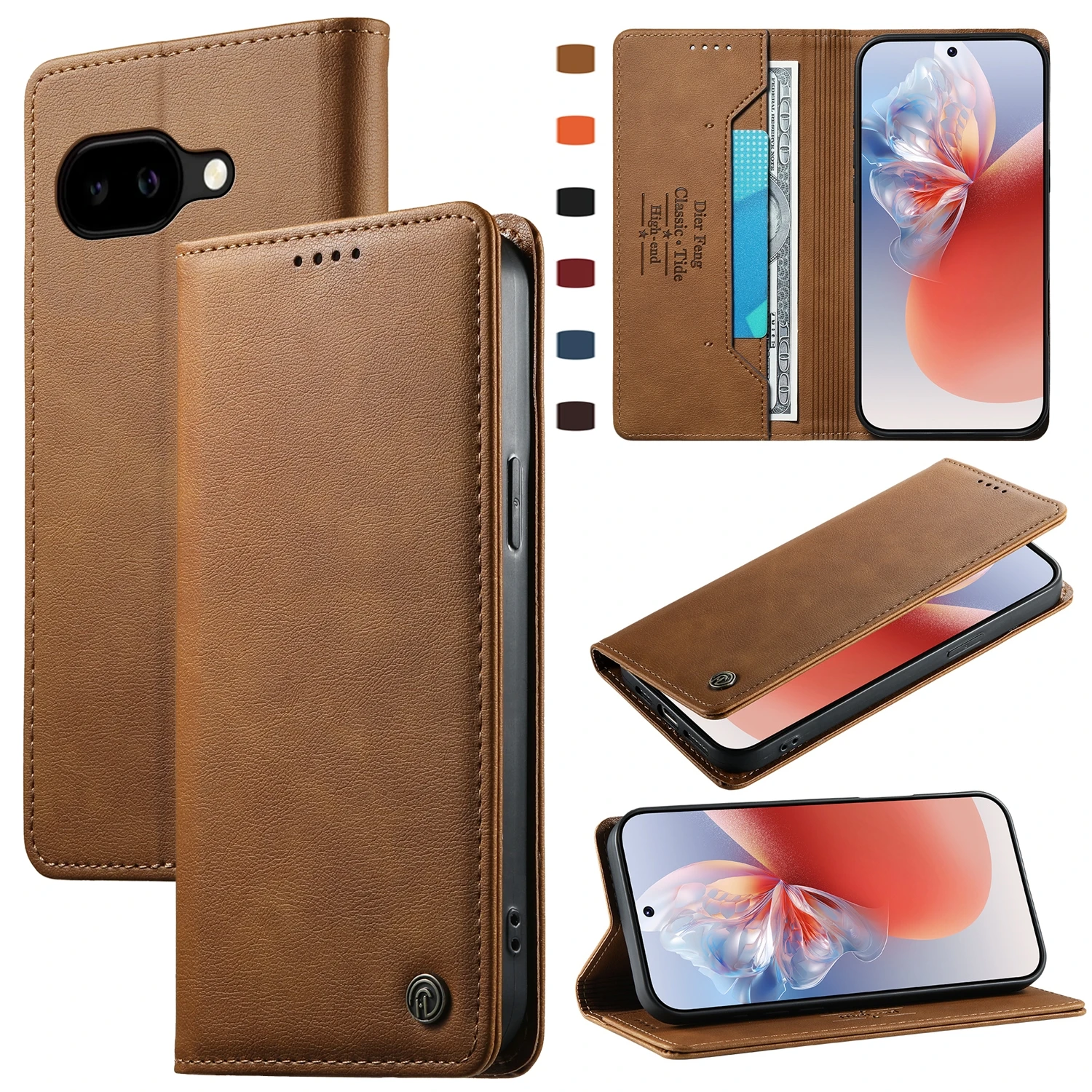 Business-Leder-Handyhülle für Google Pixel 11 10 9 Pro XL 10A 9A 8A 7A 6A Pro Luxus-Flip-Handyhülle mit Kartenfächern und Ständer