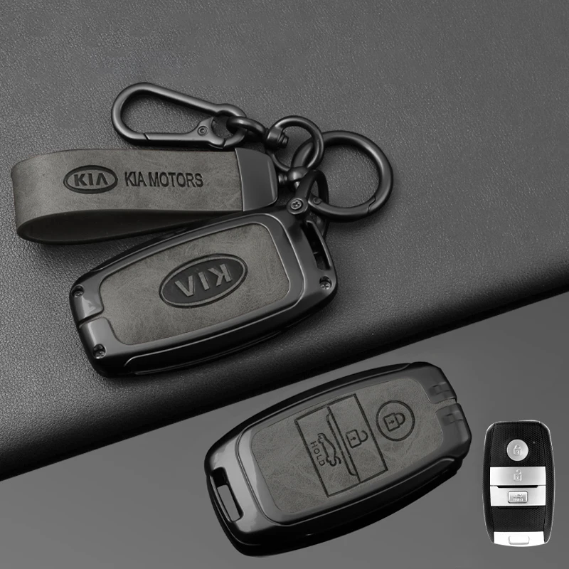3/4 botões liga de zinco carro chave inteligente caso capa escudo para kia sportage cerato optima k2 k3 k4 k5 rio picanto soul sorento sedona