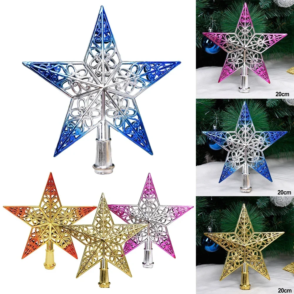 New In Christmas Tree Top Sparkle Stars Christmas Tree Decoration Hollow Carved Star Party Decorations New Year 2025 Navidad