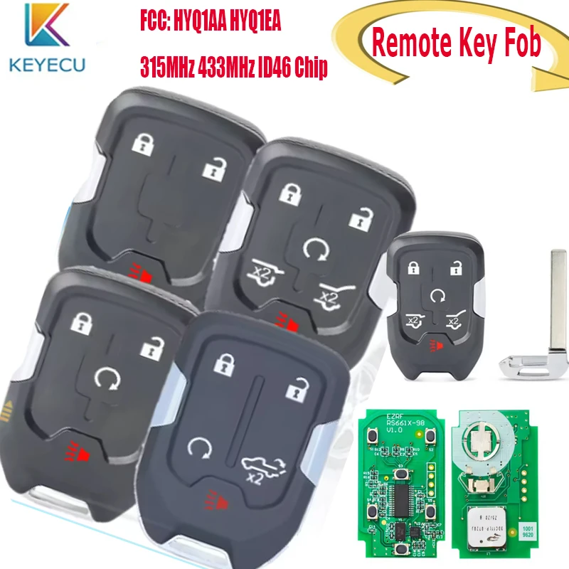 Умный дистанционный автомобильный брелок KEYECU для Chevrolet Tahoe Silverado GMC Yukon HYQ1AA HYQ1EA 2015 2016 2017-2020 гг.