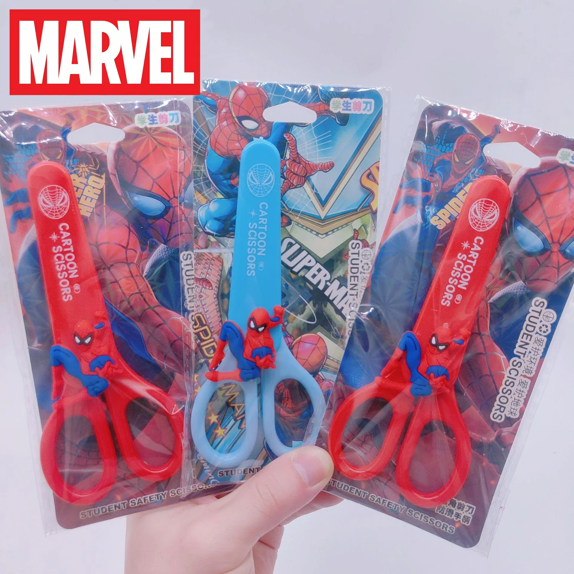 Anime Spider-Man Scissors Marvel Children Safety Protective Handmade Scissors Cartoon Cute Stationery Office Supplie boy Gift