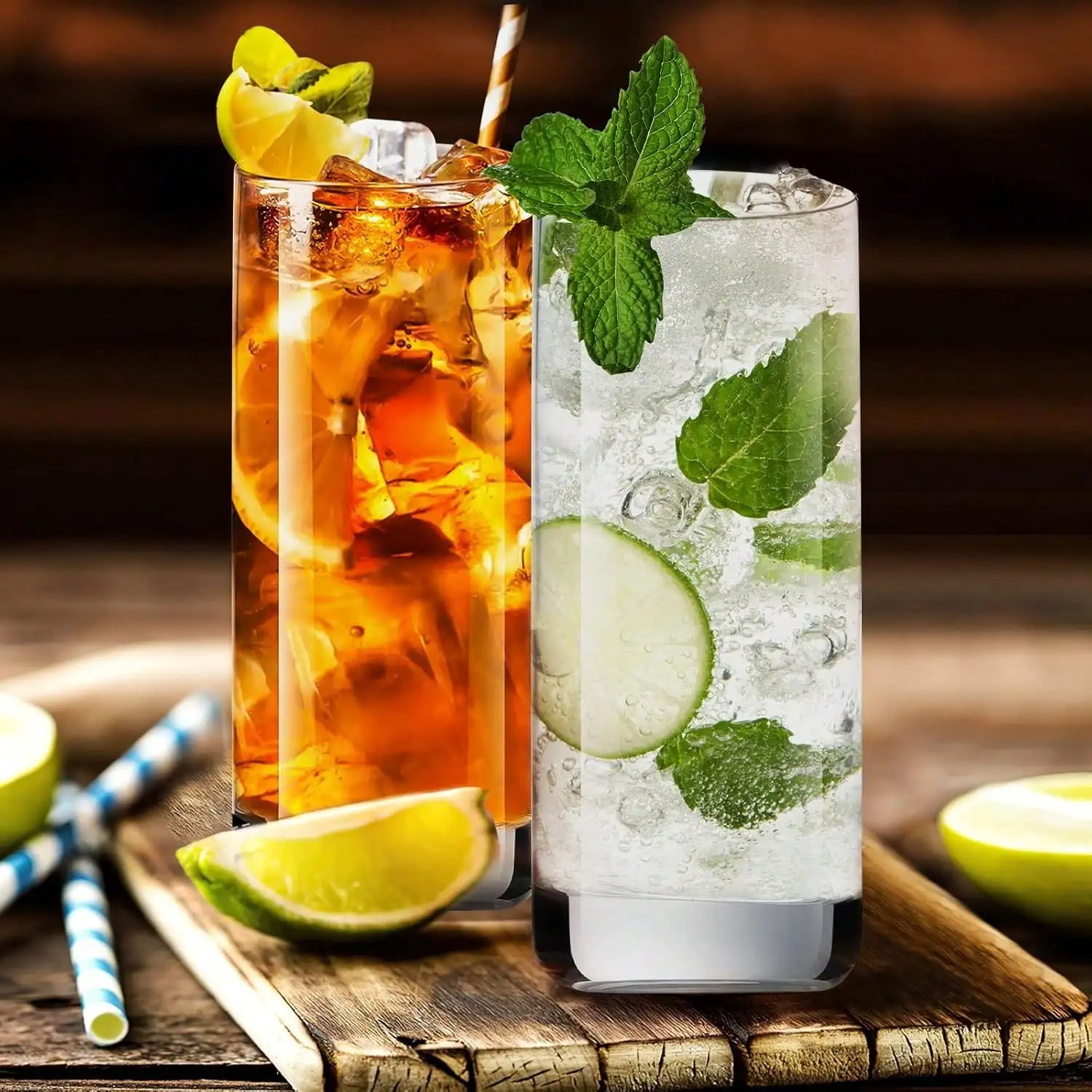 Highball Glasses Set Of 8 , 16oz Tall Drinking Glasses, Water Glass For Kitchen, Tom Collins Glasses, Mojito Glass Cups, Cocktail Glasses For Bar Glassware SH25090573811414112