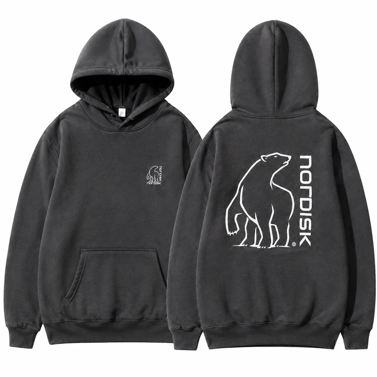 Großer Eisbär NORDISK Grafik Outdoor Mode Lässiger Kapuzenpullover Herren und Damen Herbst und Winter Hochwertiger Hoodie – Detail 6