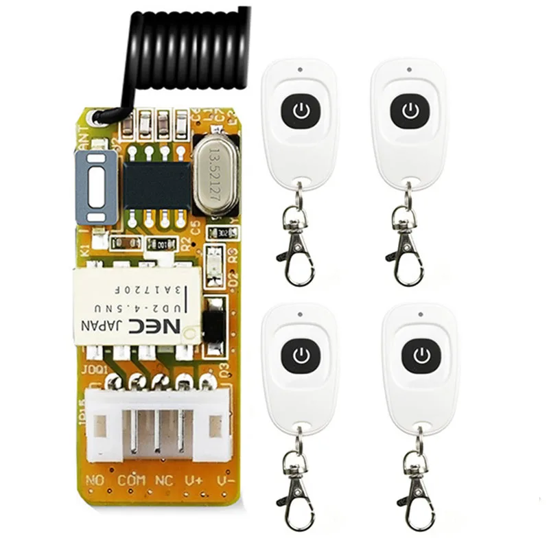 Push Button Mini Relay Contact RF Wireless Switches3.7v4.2v5v6v7.4v9v12v 433 Smart Home Mirco Tiny RF Momentary Remote Switches