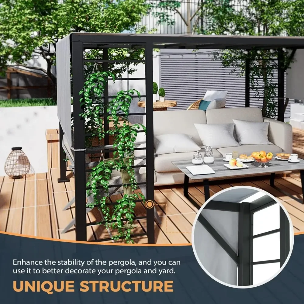 10 X 12 FT Outdoor Retractable Pergola, Metal Patio Pergola with Retractable Sun Shade Canopy and Aluminum Frame for Patio