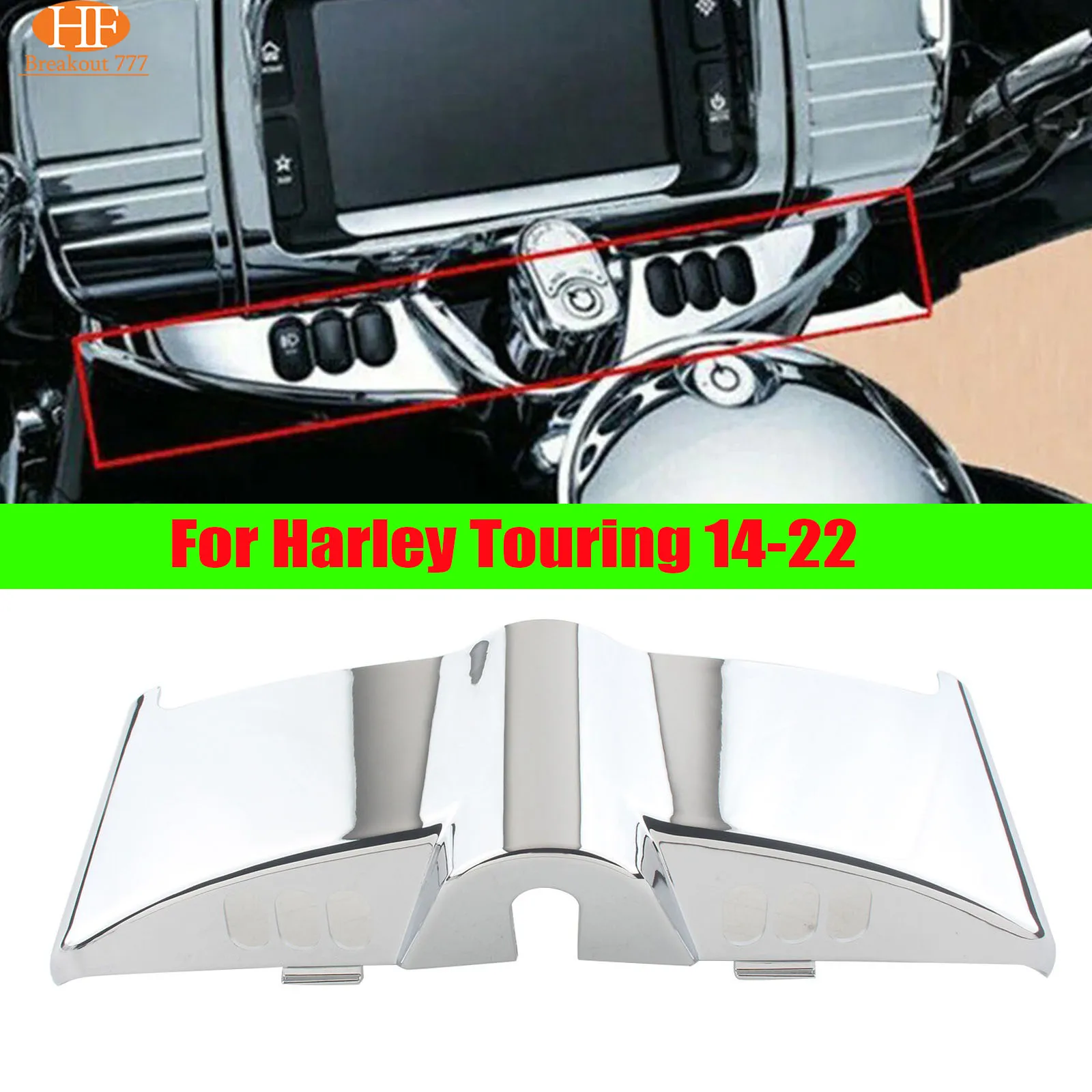 

ABS Plastic Motorcycle Switch Console Batwing Dash Panel Accent Fairing Cover For Harley Touring 2014-2022 Limited Electra Glid