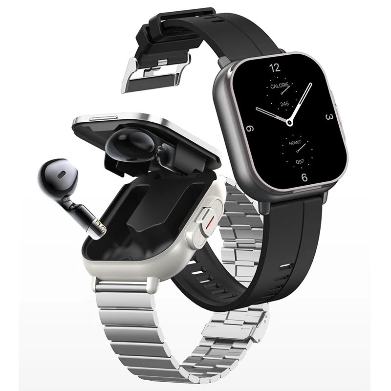 New TWS 2 in 1 BT Call Bluetooth Headphones Watches 2.01" Smart Watch Heart Rate Sport Fitness Bracelet Earphones NFC Smartwatch