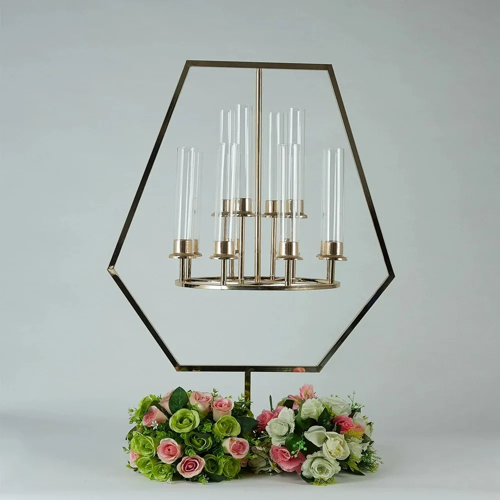 Metal Candelabra Acrylic Candle Holders 12 HeadsWedding Table Centerpieces Flower Stands Road Lead Party Decoration