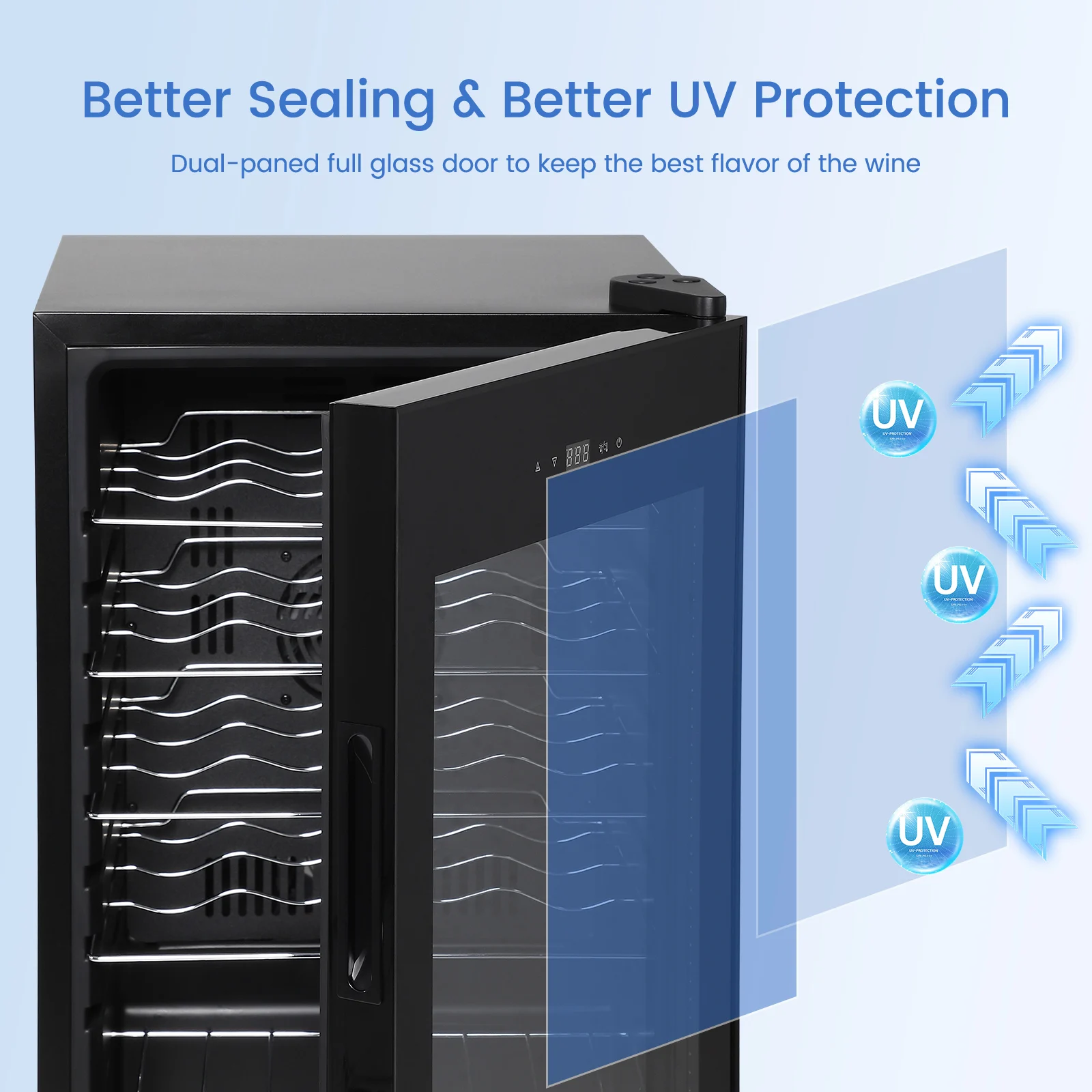 Wine Cooler Refrigerator-24-Bottle Capacity,Compressor Freestanding Beverage Fridge,Digital LED Touch Control