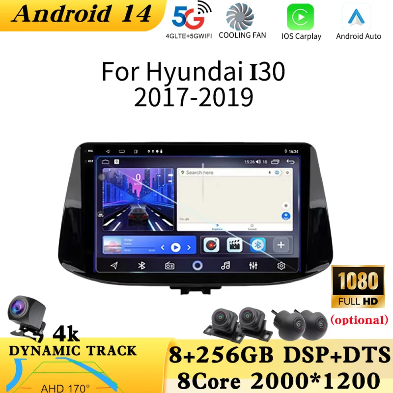 

Car Radio For Hyundai I30 2017 - 2019 Stereo Unit Navigation Multimedia Video Player GPS Carplay Android Auto Unit NO 2DIN DVD