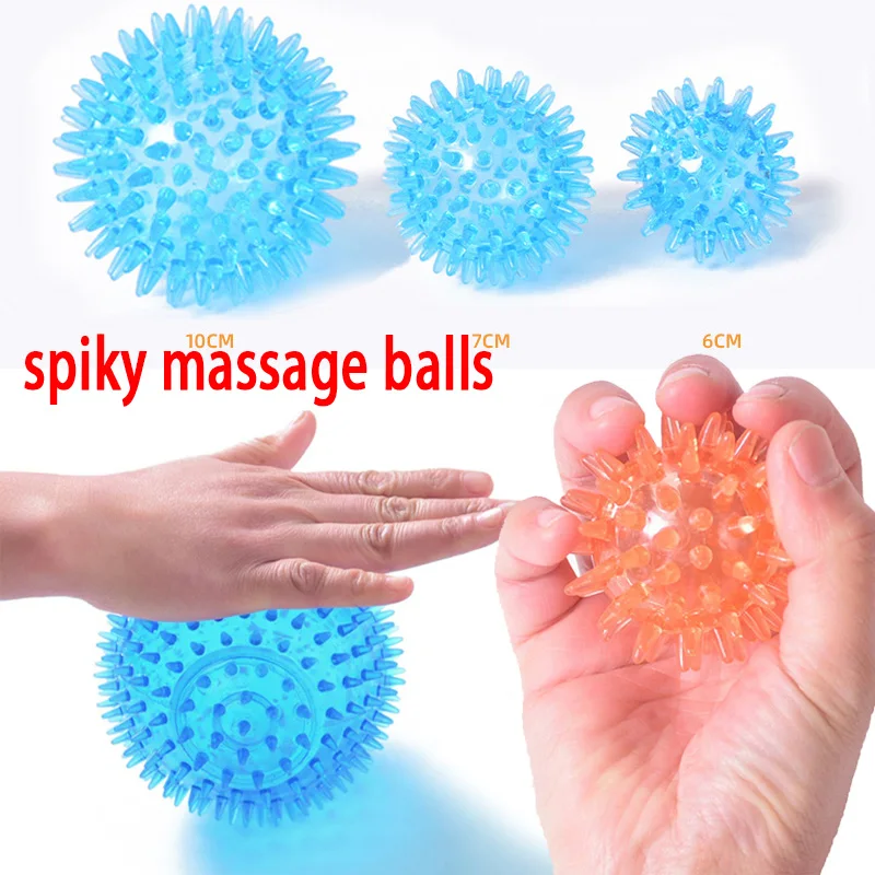 Stress Relief Massage Spiky Ball Sensory Spike Ball Hollow Soft Finger Training Ball Hand Strength Training Massage AMQ11