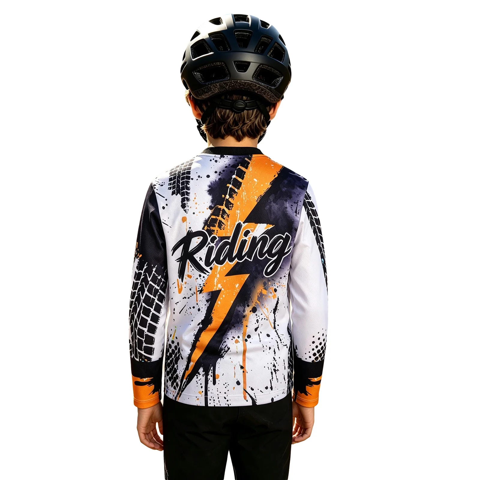 Jungen Dirt Bike Trikot Kinder Motocross Shirt Langarm Schnelltrocknend MTB Radsport-Oberteil Graffiti-Reifendruck Motocross-Trikot – Detail 15