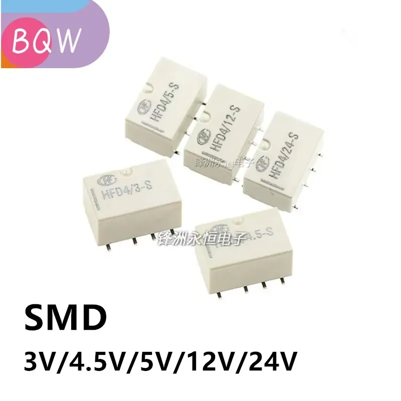 5Pcs HONGFA Relay HFD4/3/5/9/12/24-S 2A 8Pin SMD 3V 5V 9V 12V 24V DIY Signal Communication Relay G6S