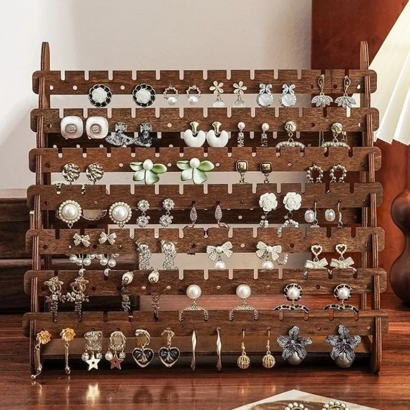 رف القرط الخشبي الأقراط الكبيرة عرض الرف بالجملة مجوهرات المنظم حامل حلية المحمولة حامل تخزين المجوهرات #3