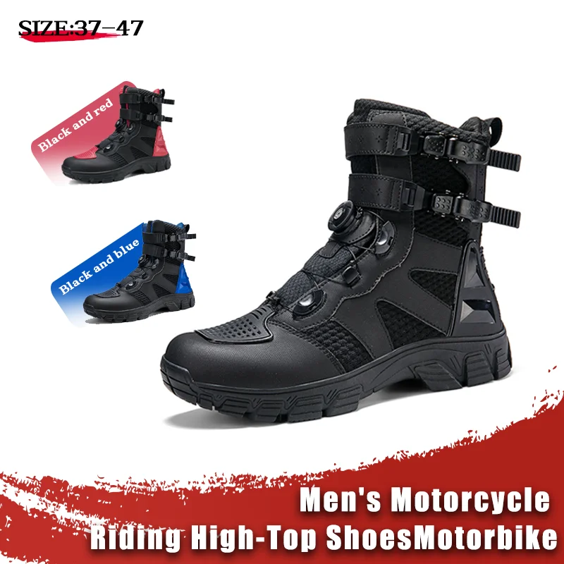 

Motorcycle Boots Men's Mid-Calf Motocross Races Protective Boots Outdoor Breathable Non Slip Motos Sports Shoes 1128