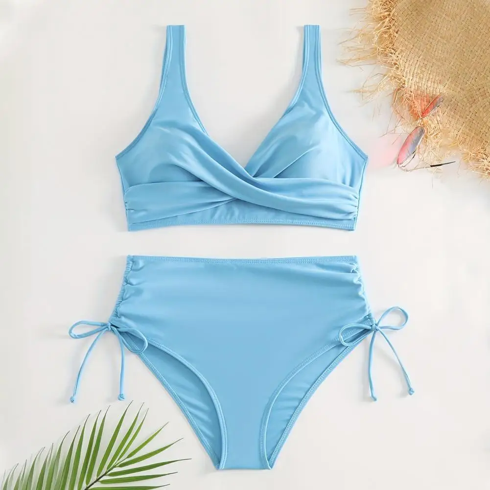 Breathable Bikini Set Stylish Women's Bikini Sets with Tummy Control High Waist Design for Summer Swimwear Fashion Padded