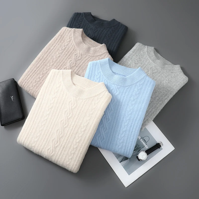 

DjzDsm мужской вязаный топ с длинными рукавами из 100% чистого кашемира, нижний свитер с круглым вырезом, деловой теплый свитер, новая коллекция осень/зима