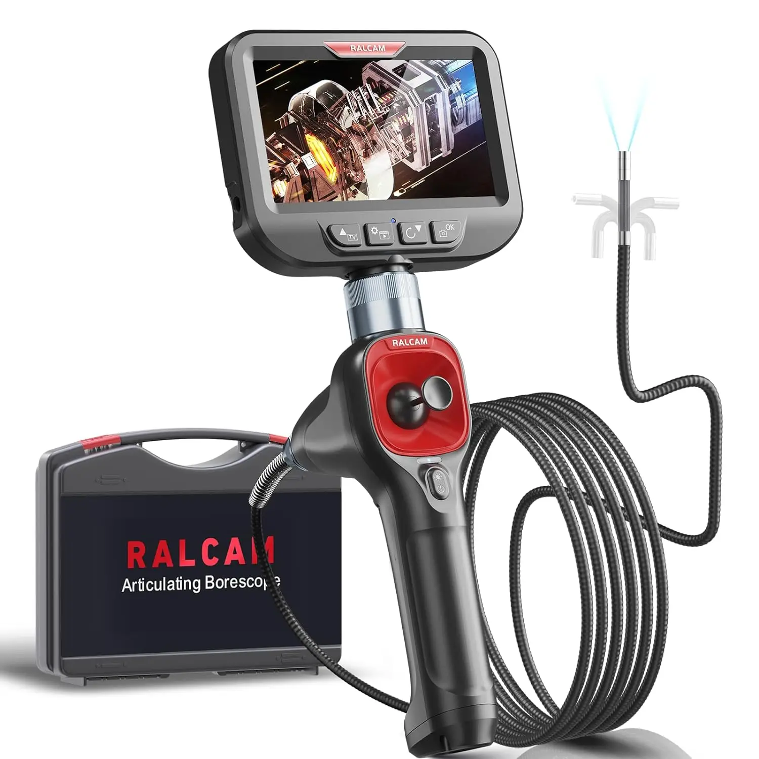 720 °   Caméra articulée rotative, Endoscope 4.3 pouces, 6mm, 1080P, Full HD, sonde visuelle d'inspection industrielle