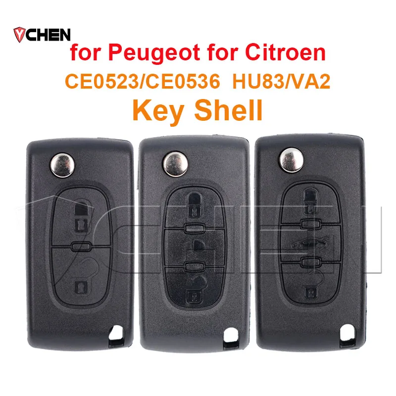 For Peugeot 207 307 308 407 607 807 Remote Key Case For Citroen C2 C3 C4 C5 C6 Flip Folding Car Fob Shell Housing 2/3 Btns Cover