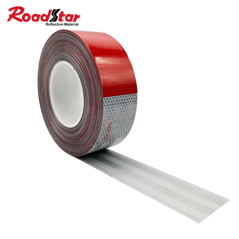 

Светоотражающая лента Roadstar Red White DOT-C2 UV с алюминизированным покрытием, призматическая, мягкая, для стайлинга автомобилей, декора мотоциклов и обеспечения безопасности на дорогах