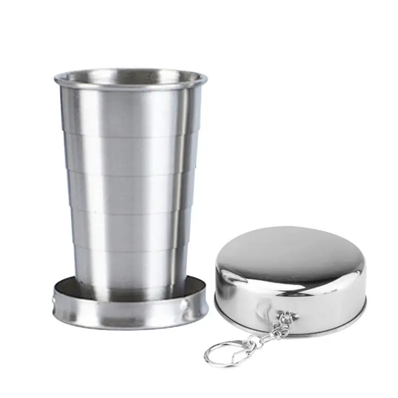 75/150/250ML Stainless Steel Collapsible Cup Camping Cookware Expandable Cup Teacups Portable Outdoor Travel Camping Coffee Mugs