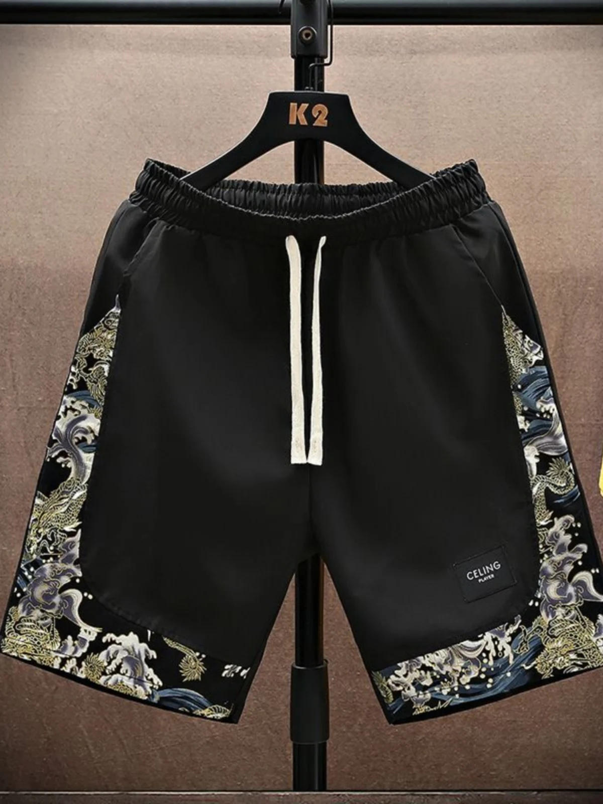 

Мужские шорты из ледяного шелка, летние 2024, повседневные свободные пляжные брюки-бермуды, модные молодежные однотонные шорты стандартного кроя