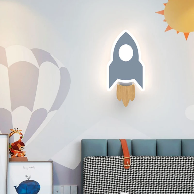 LED Rocket Wall Lamp Nordic Acrylic Wall Decor Lights for Bedroom Kid's Room Indoor Bedside Lighting  Home Decors