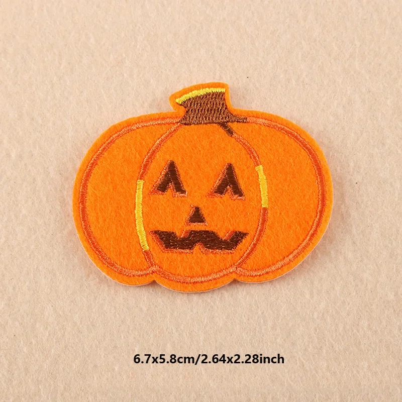 Halloween Iron on Patches Pumpkin Head Thermo Stickers Wizard Hat Sewing Pattern Embroidered Magic Broom Patches for Clothing