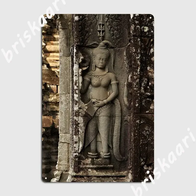 Cambodia Angkor Carving At Angkor Wat Metal Sign Club Home Cave Pub Decoration Mural Painting Tin Sign Poster