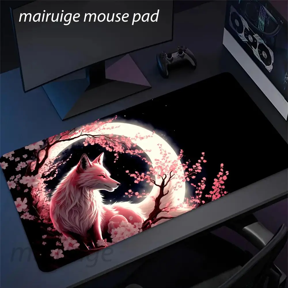 

Fox Fairy Mouse Pad Large Computer Office Game Table Mat XXL Rubber Anti-slip Stitched Edges PC Keyboard Mats Washable Desk Pads