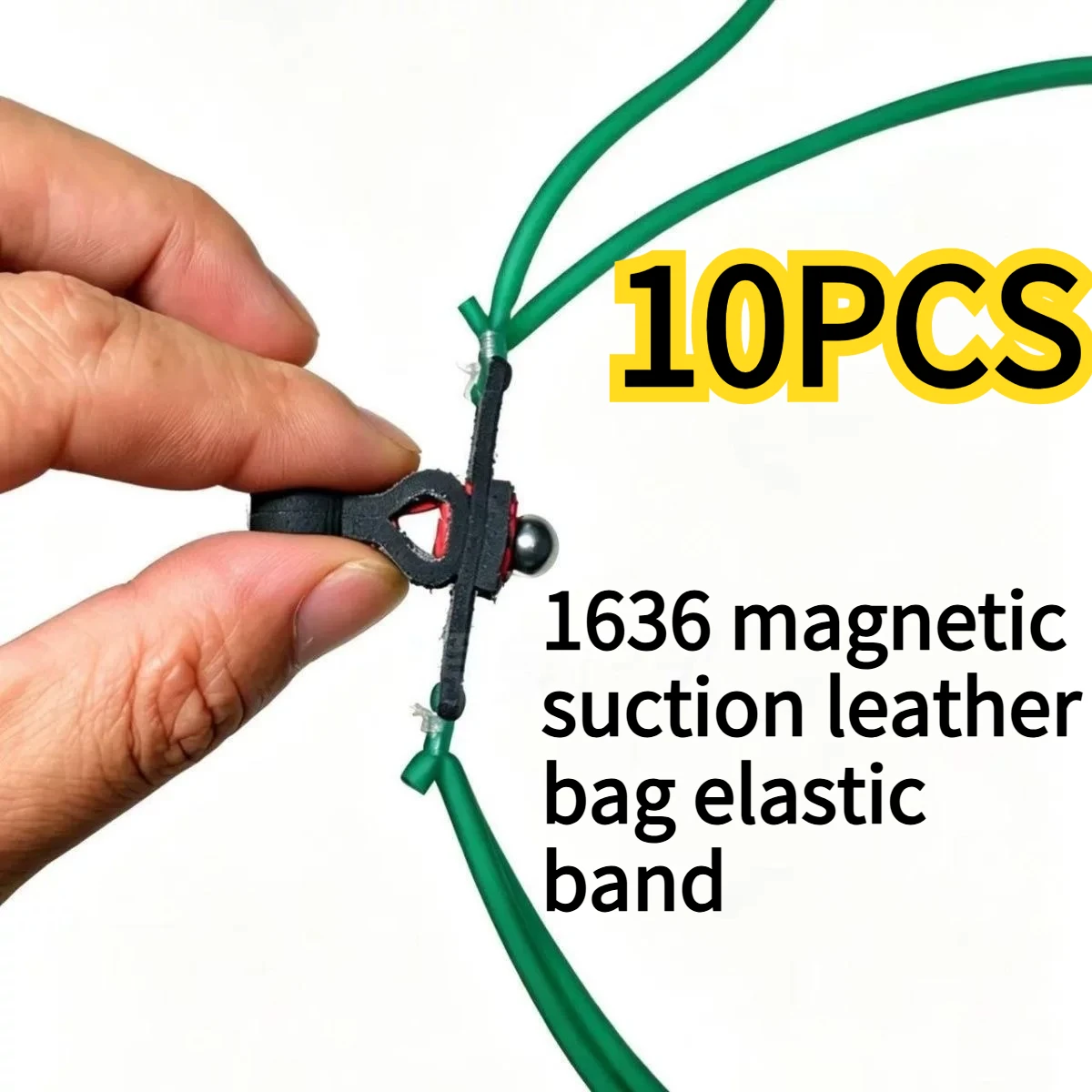 10PCS Magnetic Suction Leather Bag Rubber Band Rapid Fire Slingshot Suction Steel Ball 1636 Card Ball Round Rubber Band