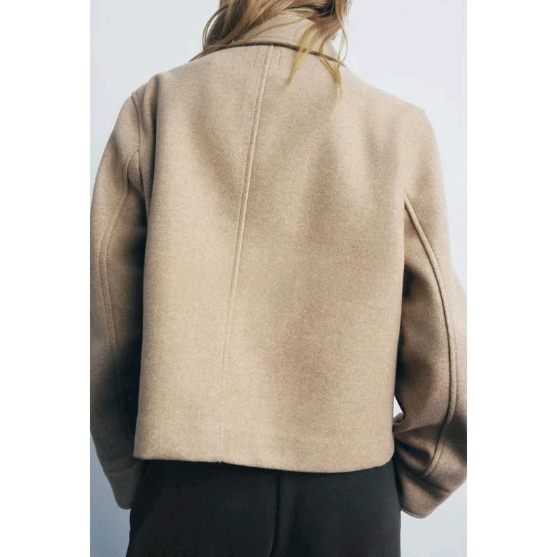 

Spring New Arrival Women's Soft Comfortable Long Sve Collar Jaet Versatile ket Decor Commute Sle ort Coat
