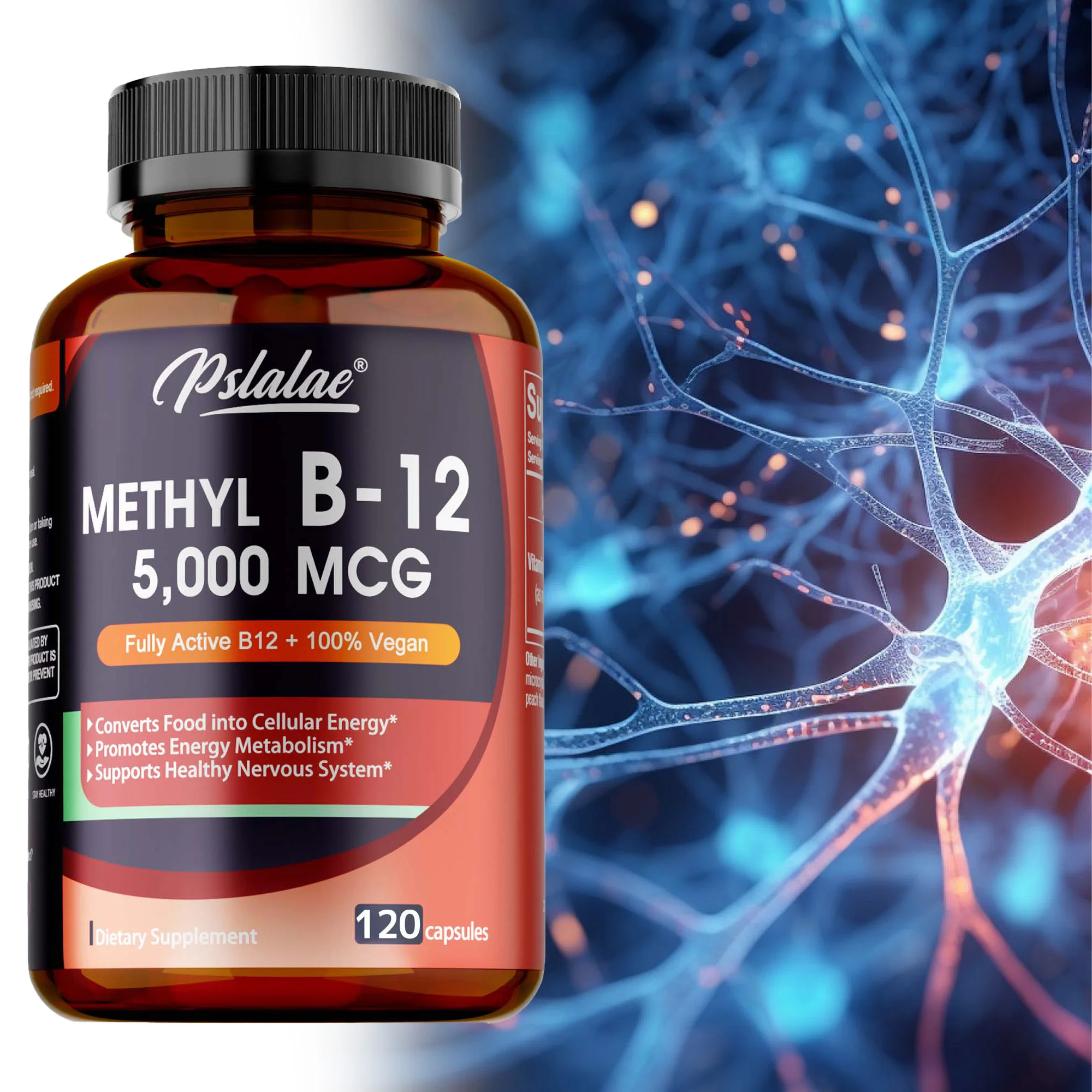 Vitamin B12 - 5000 MCG - Supports Brain & Heart Function, Blood Cell Production, Improve Memory, Reduce Fatigue, Boost Energy