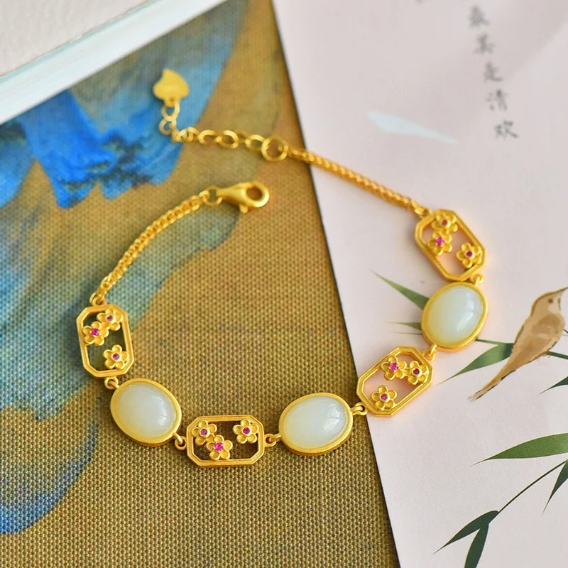 Wholesale BA311 European Fashion Woman Girl Bride Mother Party Birthday Wedding Gift Vintage Window Flower 18KT Gold Bracelet