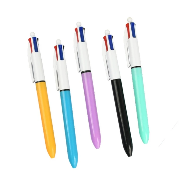 K1AA 5 قطع متعدد الألوان قلم حبر جاف 4-Colors-in-1 متعدد الألوان القلم عيد الميلاد تخزين ستوفير قابل للسحب أقلام حبر جاف
