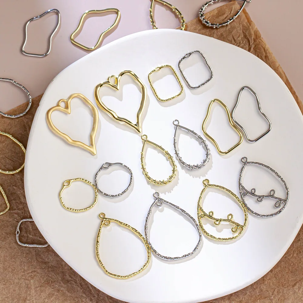 

5pcs Metal Hollow Hearts Water Drop Frame Charms Pendant For DIY Handmade Earrings Necklace Jewelry Making Supplies Accessories