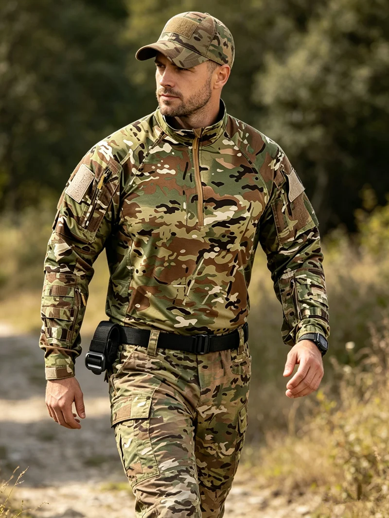 UFS Series Tactical Shirt Wear Resistant BDU Uniform Built-in Elbow Pads Slight Stretch Breathable Daily Training Apparel